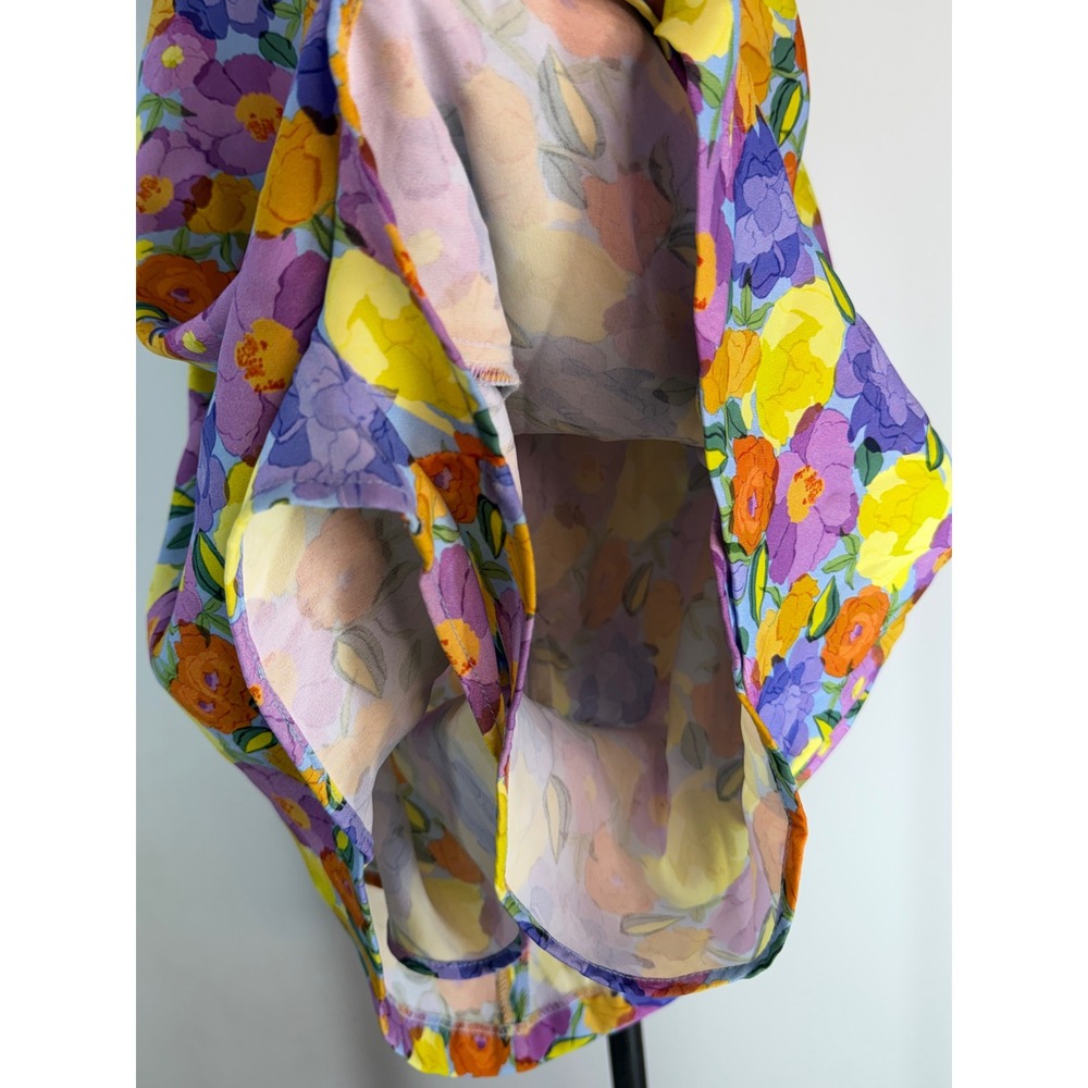 Zara Boho Colorful Floral Romper Mini Dress Fairy Festival Artsy Summer Large - Picture 6 of 12
